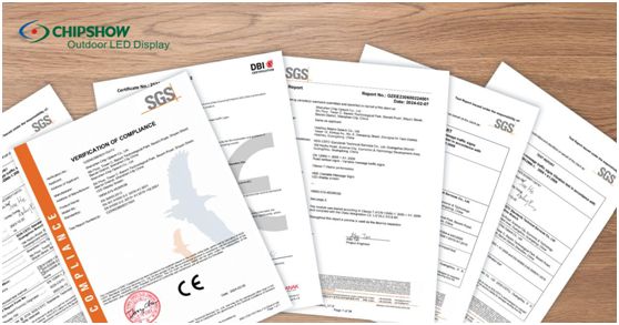 CHIPSHOW a obtenu la certification standard européenne « EN 12966 (Panneaux routiers verticaux - Panneaux de signalisation VMS) »